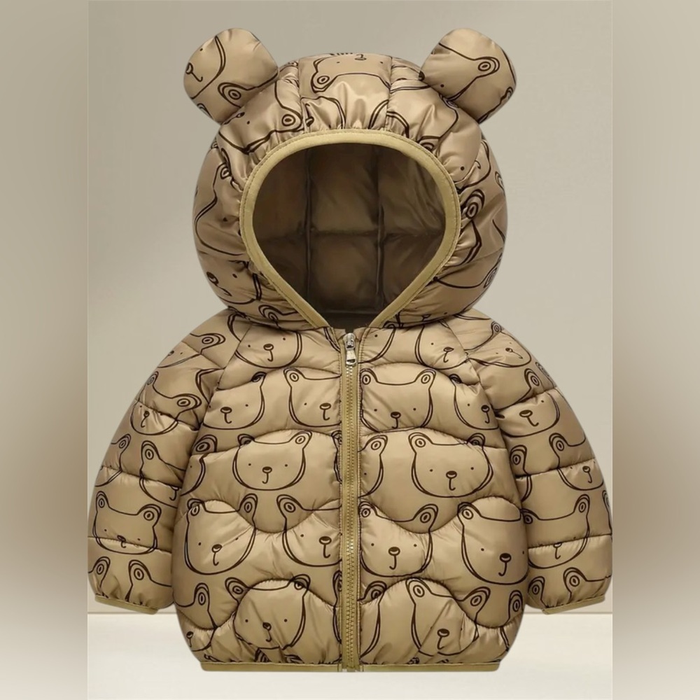 Baby Bear Hooded Puffer Jacket – Warm Winter Coat with Ears (Size 1–2 Years)